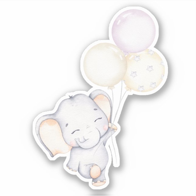 Little Elephant Cute Animal Sticker (Front)