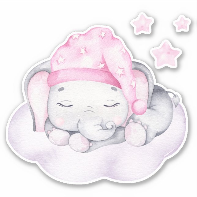 Little Elephant Cute Animal Sticker (Front)