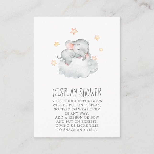 Little Elephant Girl Baby Shower Display Shower Enclosure Card (Front)