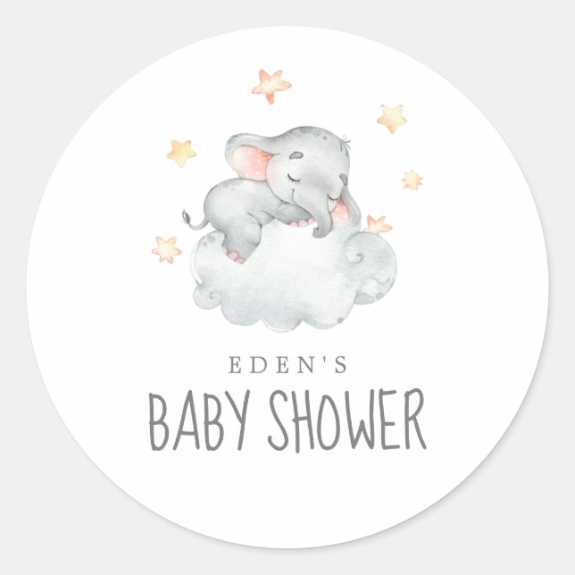 Little Elephant Girl Baby Shower Envelope Seals (Front)