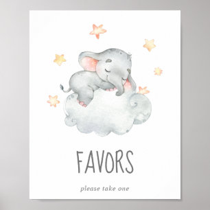 Little Elephant Girl Baby Shower Favours Sign