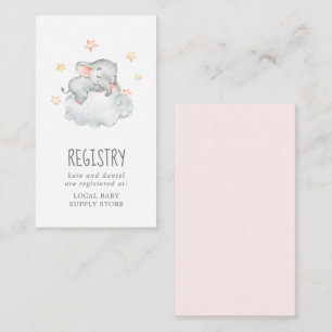 Little Elephant Girl Baby Shower Gift Registry Enclosure Card