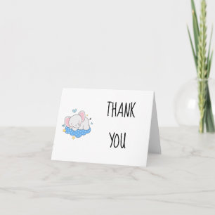Little Elephant Girl Baby Thank You Card