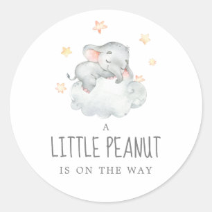 Little Elephant Girl Little Peanut Baby Shower Classic Round Sticker