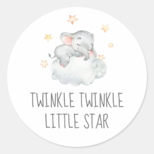 Little Elephant Girl Twinkle Twinkle Little Star Classic Round Sticker