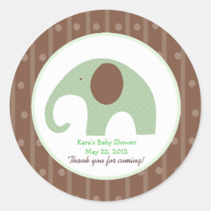 Little Elephant (Green) Custom Favour Sticker