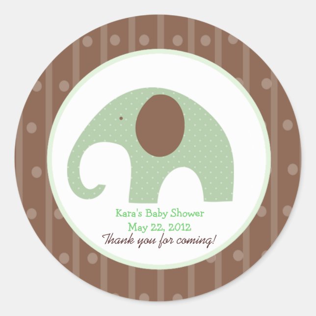 Little Elephant (Green) Custom Favour Sticker (Front)