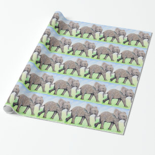 Little Elephant Painting Wrapping Paper