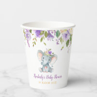 Little elephant purple floral baby shower