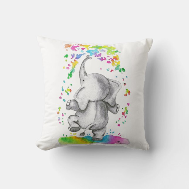 Little Elephant Splash of Color Cushion (Front)
