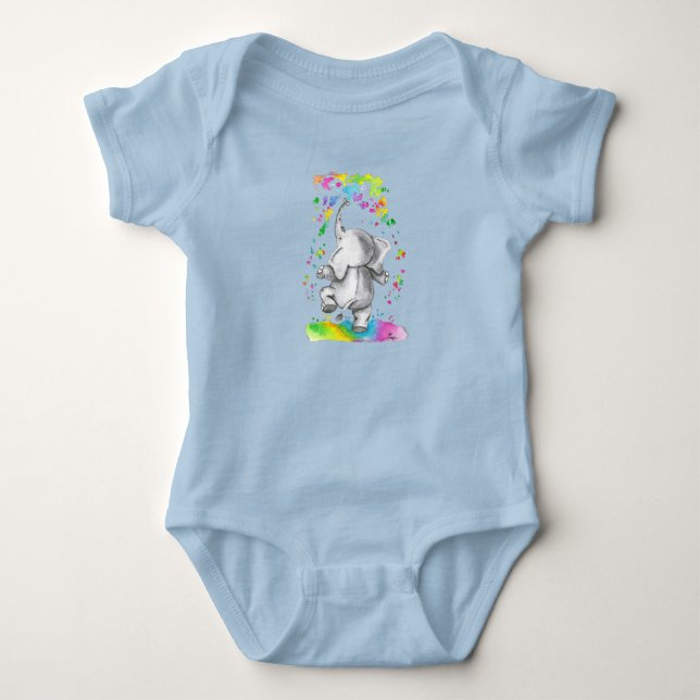 Little Elephant Splash of Colour Baby Bodysuit (Front)