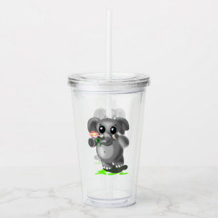 Little Elephant with Flower Acrylic Tumbler