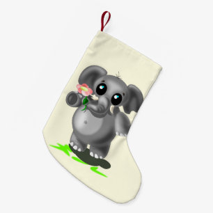 Little Elephant with Flower Christmas Stocking