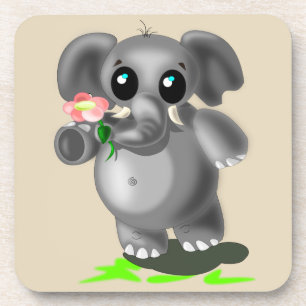 Little Elephant with Flower Coaster - Your Colours