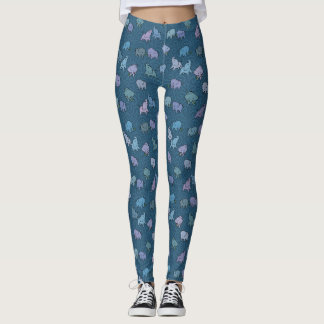 Little Elephants on Blue Swirl Leggings