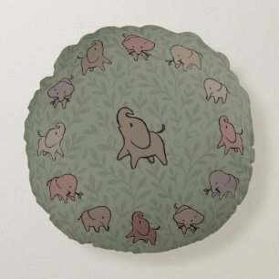 Little Elephants Round Cushion