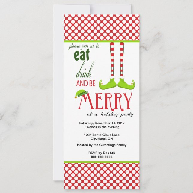 Little Elf Christmas Holiday Invitation (Front)