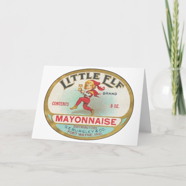 Little Elf Mayonnaise - Vintage Label Holiday Card (Front)