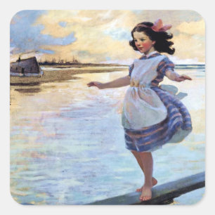“Little Eml’y” By Jessie Willcox Smith Square Sticker