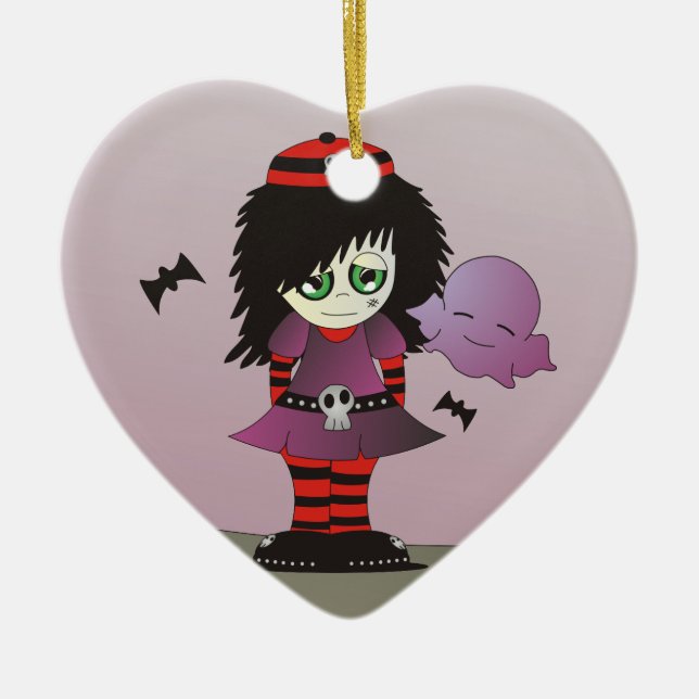 Little Emo Girl - Elzie and Friends Ceramic Tree Decoration (Front)