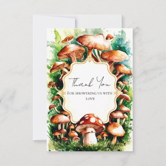 Little Enchanted Mushroom Baby Shower Thank You Card (Front)
