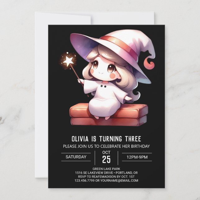 Little Enchanted Wizard Birthday Invitation (Front)