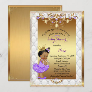 Little etnic Princess, Baby Shower Invitation,gold Invitation