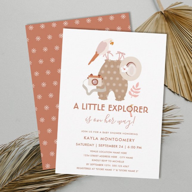Little Explorer Boho Girl Baby Shower   Invitation (Creator Uploaded)