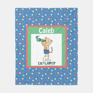 Little Explorer, Cute Personalised Kid's Fleece Bl Blanket