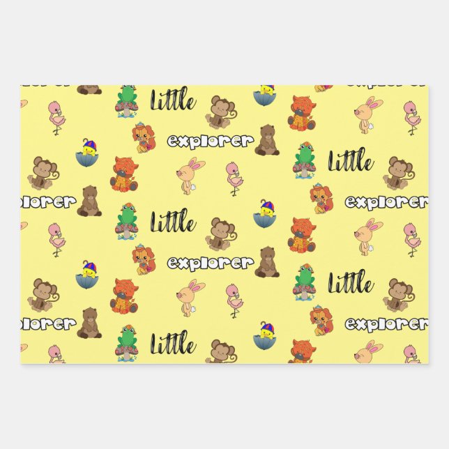 Little Explorer Flat Sheet Wrapping Paper (Front)