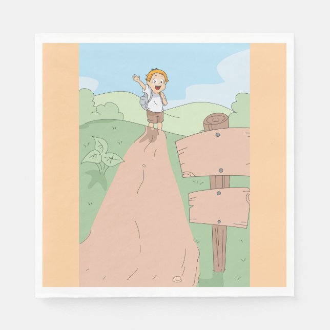 Little Explorer Hiking Adventure Napkin (Front)