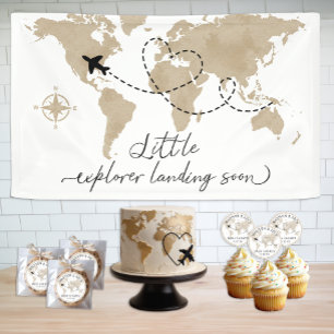 Little Explorer Landing Soon Travel Baby Shower Banner