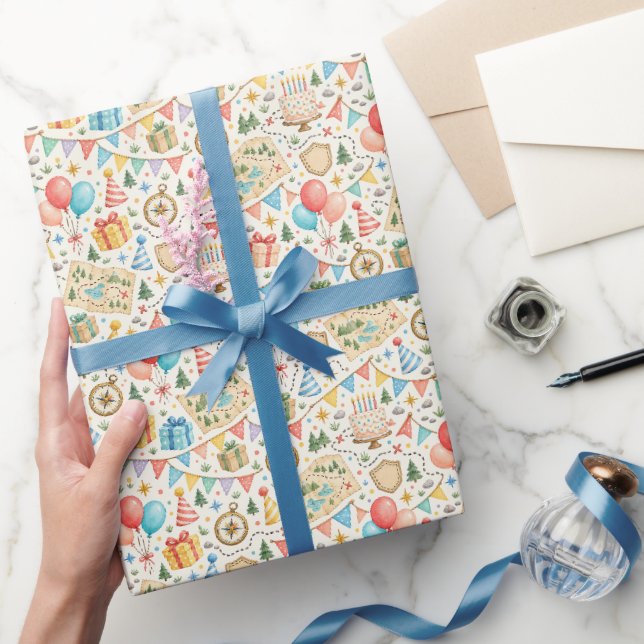 Little Explorer Party Adventure Pattern Wrapping Paper (Gifting)