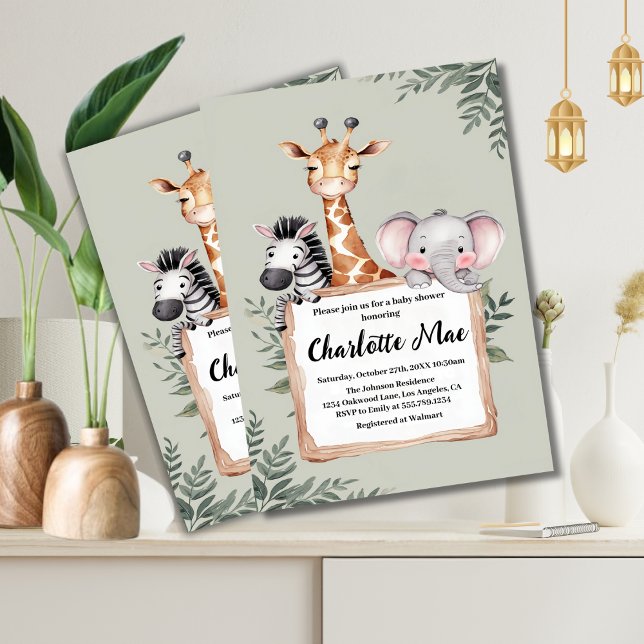 Little Explorer Safari Animals Boy Baby Shower Invitation (Creator Uploaded)