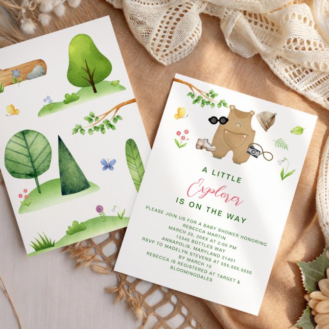 Little Explorer Woodland Forest Hiking Baby Shower Invitation (Creator Uploaded)