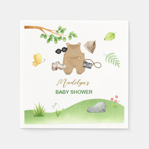 Little Explorer Woodland Forest Hiking Baby Shower Napkin