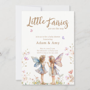 Little Fairies Twin Girl Baby Shower Invitation 