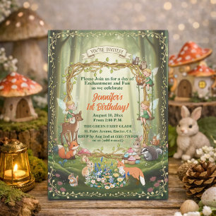 Little Fairies Whimsical Forest 1st Birthday Party Invitation