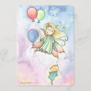 Little Fairy and Cat Girls Birthday Party Invites