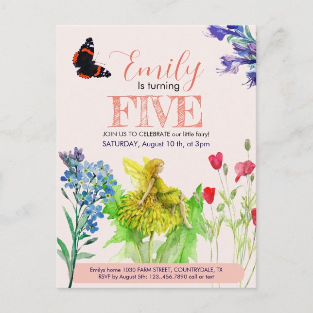 Little fairy and wildflowers postcard (Front)