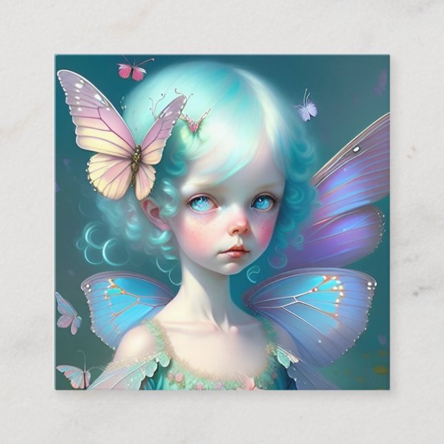 Little Fairy Angels Square Business Card (Front)