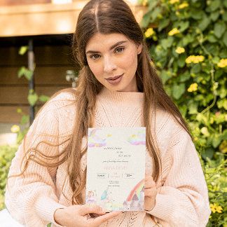 Little Fairy Beige Pink watercolor baby shower Invitation