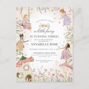 Little Fairy Birthday Enchanted Garden Invitation Postcard