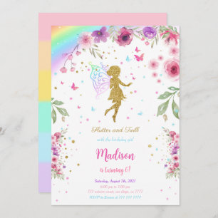 Little Fairy Birthday Party  Invitation