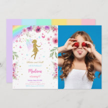 Little Fairy Birthday Party Invitation With Photo