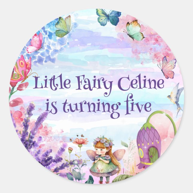 Little fairy birthday Round Sticker (Front)