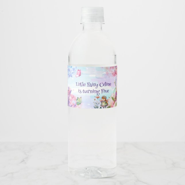 Little fairy birthday Water Bottle label (Front)