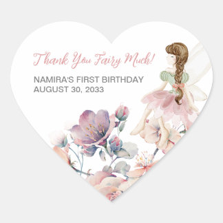 Little Fairy Enchanted Garden Birthday Favour Heart Sticker