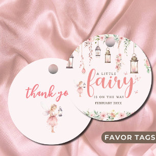Little Fairy Enchanted Pink Baby Shower Favour Tags