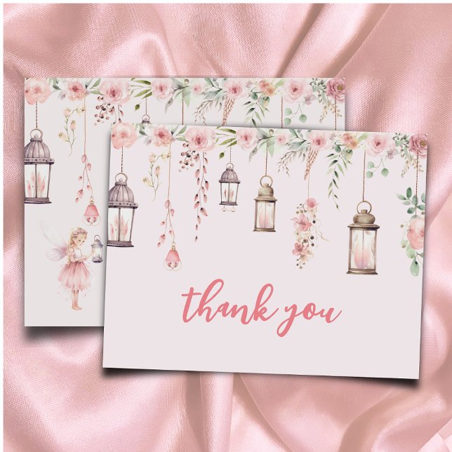Little Fairy Enchanted Pink Baby Shower Thank You Card (Creator Uploaded)